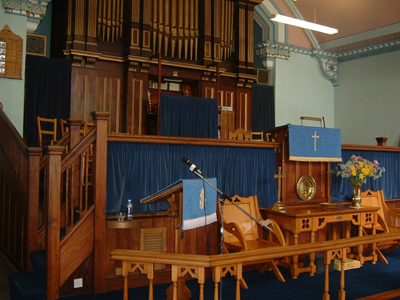 Lectern, pulpit and organ